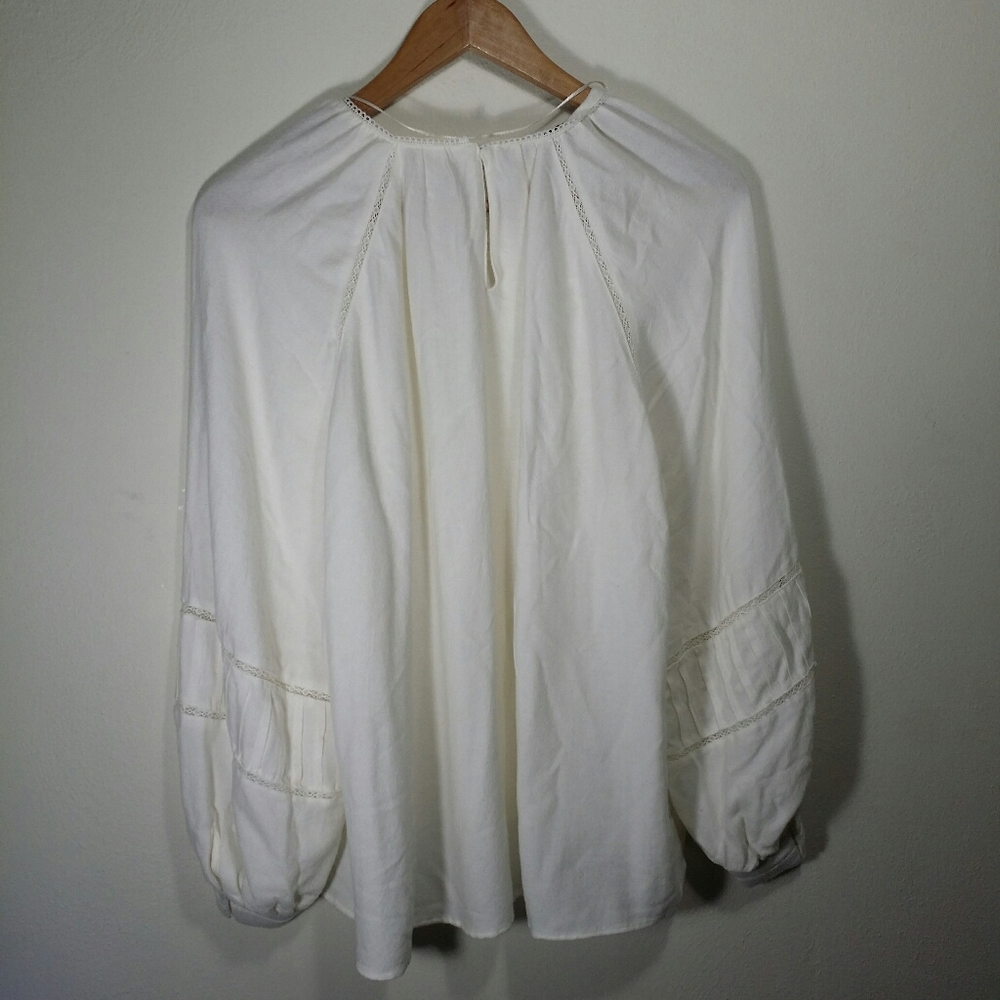 NWT Zara cream high neck balloon sleeve blouse - Picture 6 of 7